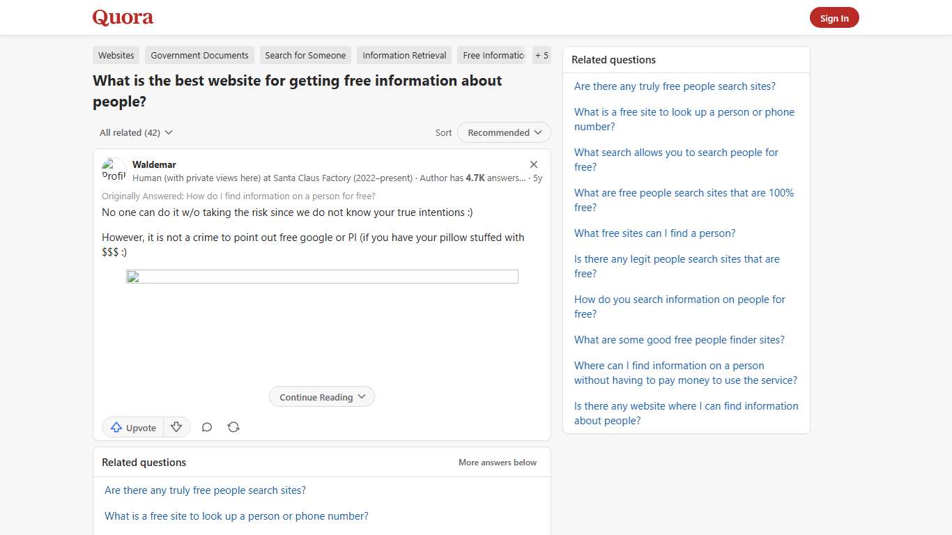 What is the best website for getting free information about people? - Quora